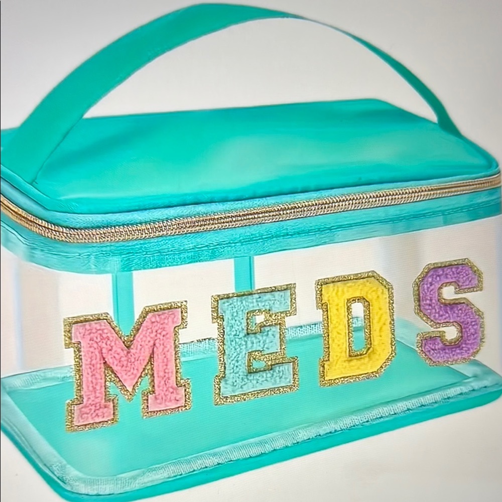 🍒5 items for $25 Last 1 Travel Pouch with Colorful 'MEDS' Embroidery 🆕 - Picture 2 of 5